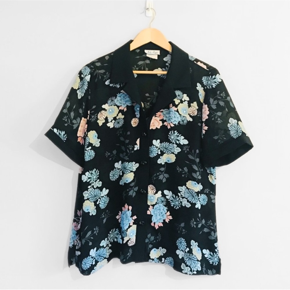 🖤 Vintage | Sheer Floral Button Down